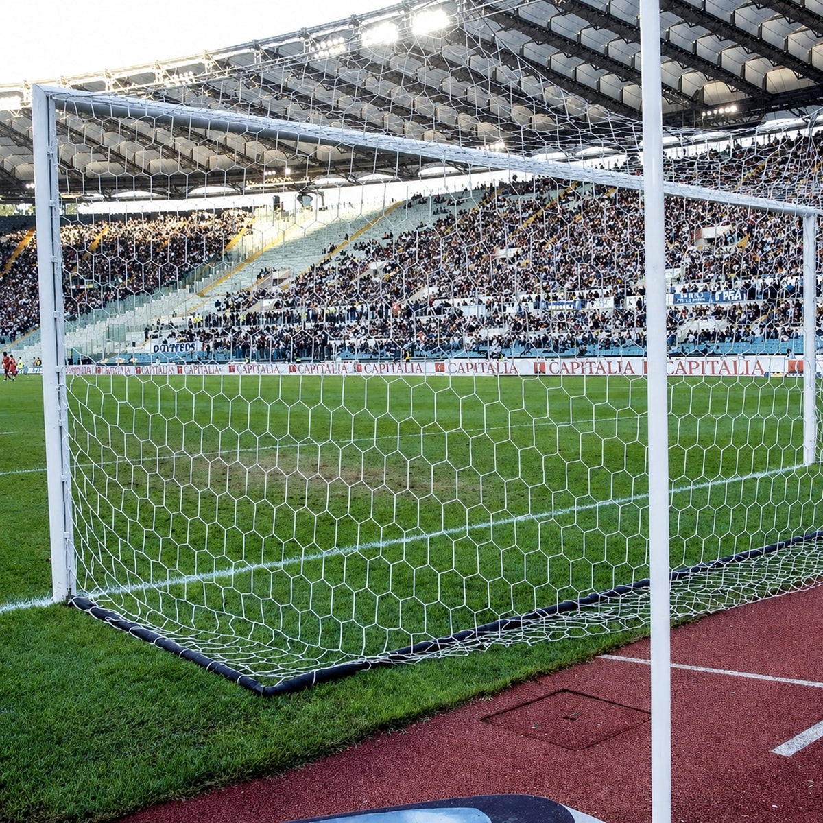 Football goal aluminium - 7.32m x 2.44m with net and lifting system Powershot