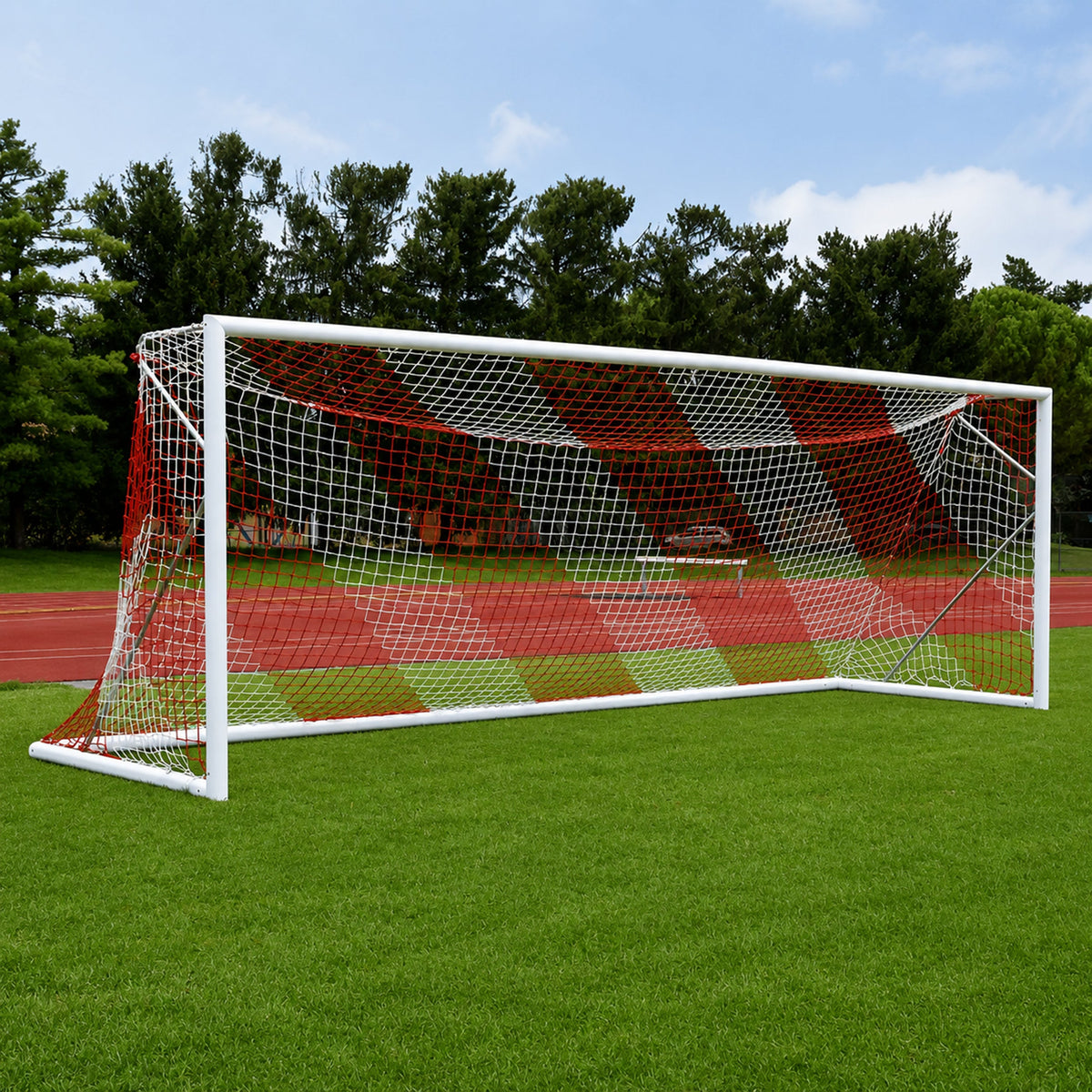 Football net white/red - 7.5m x 2.5m x 0.8m x 2m Powershot