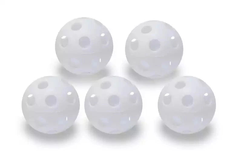 Hockey-/floorballballen met gaten (pak van 5), diameter 100mm