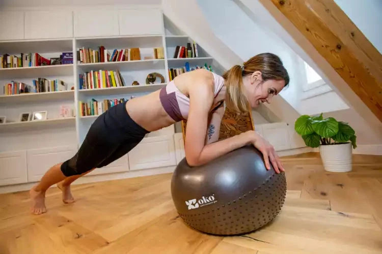 Grijze fitnessbal - diameter 65cm met pomp
