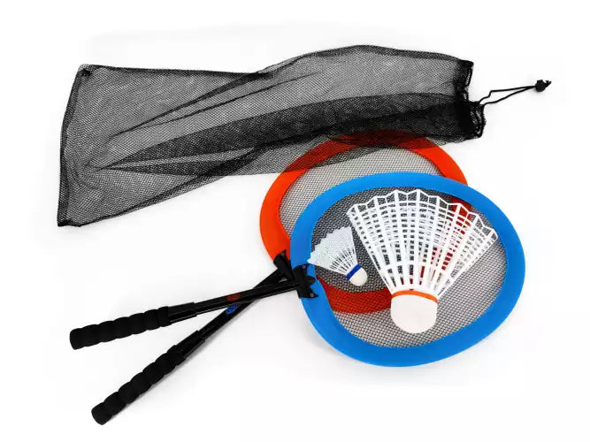 Badmintonset voor op het strand met rackets van 63cm en draagtas
