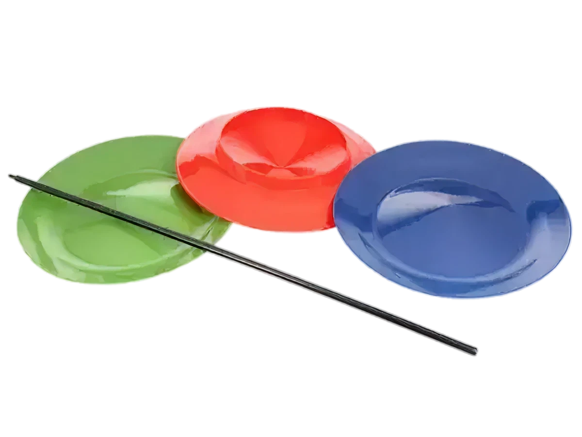 Set van 3 jongleerbordjes met stokjes