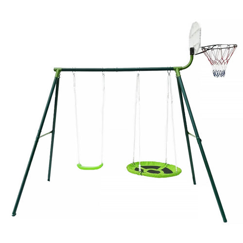 Zwei-Geräte-Schaukel mit Basketballkorb