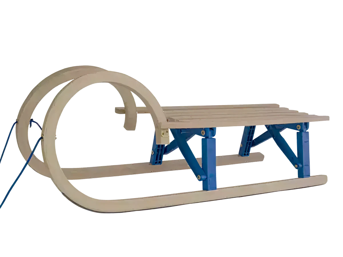 Zusammenklappbarer Schneckenschlitten aus Holz mit Sitz - 100cm
