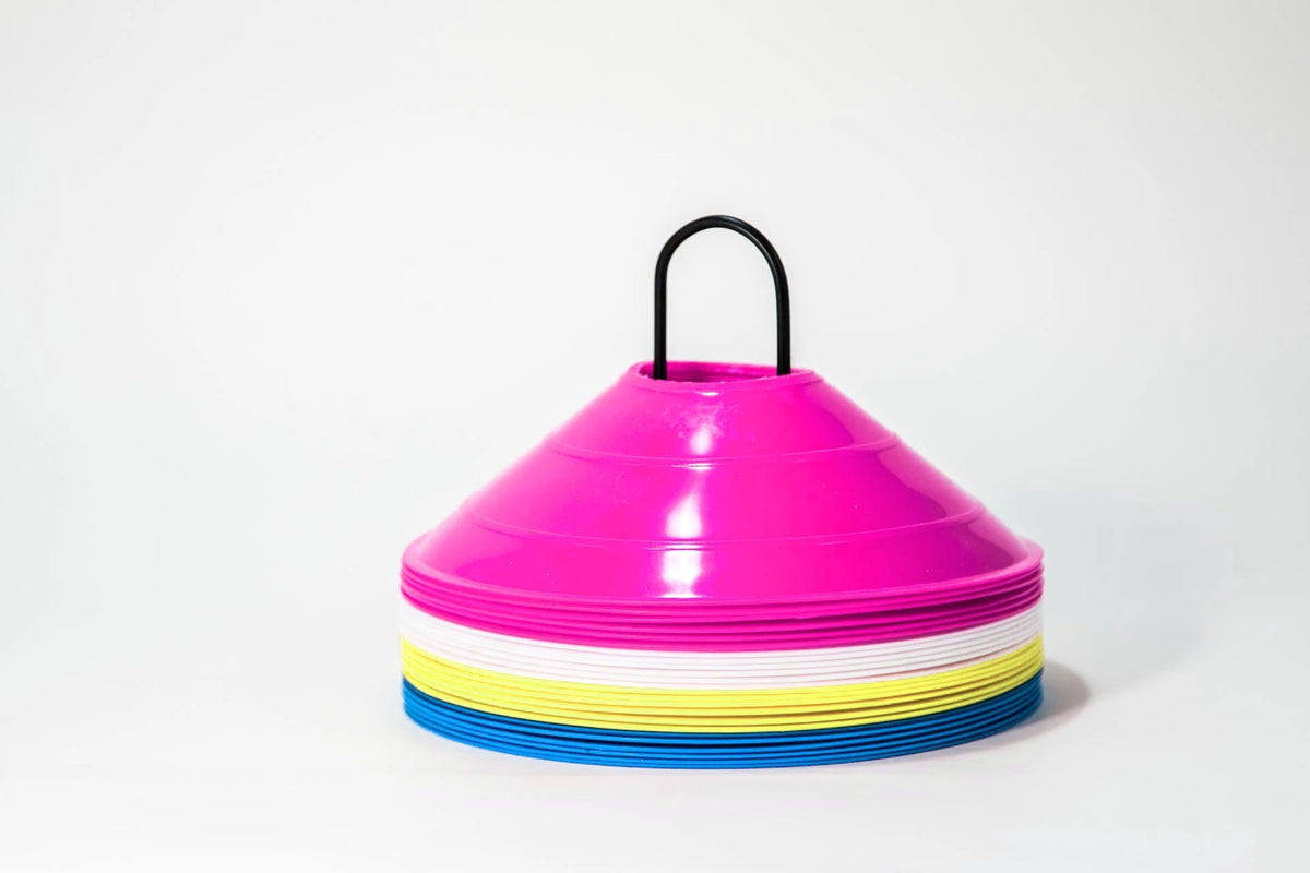 Set van 24 afbakeningskegels - 6cm x 20cm met draagstandaard