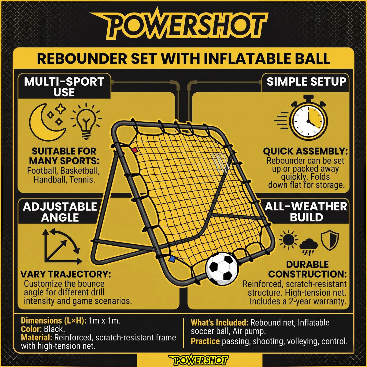 Rückprallnetz mit Ball und Pumpe