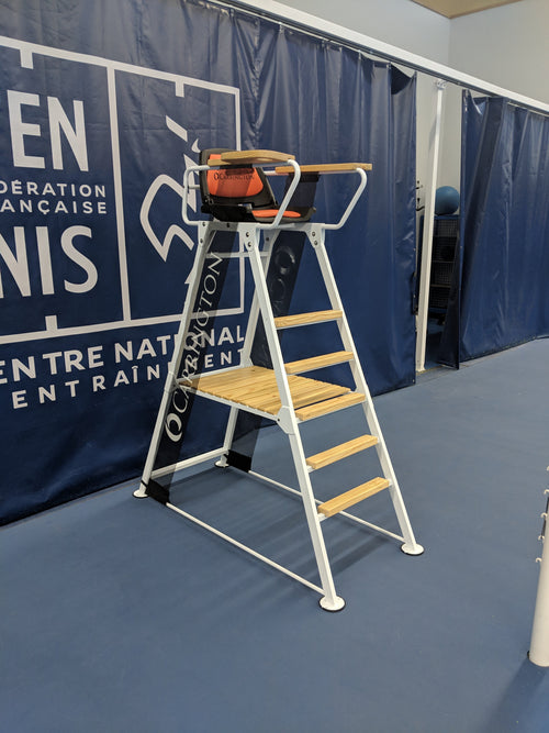 Tennis Schiedrichterstuhl ALU Weiss - Holzverkleidung