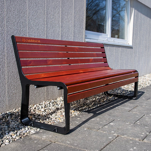 Premium-Tennisbank aus Holz mit Rückenlehne - 180 cm
