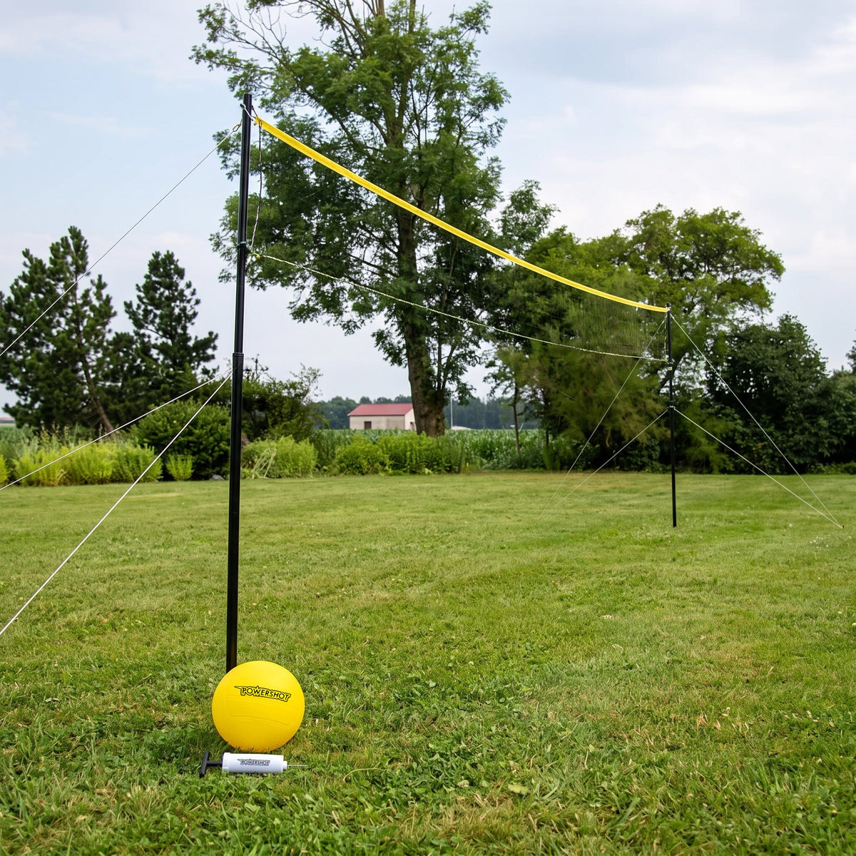 Volleybalset 6m met palen, net, bal en pomp