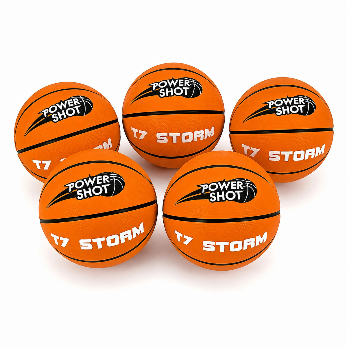Set aus 5 Basketbällen Storm T7 - Ballpumpe und Aufbewahrungstasche GRATIS!