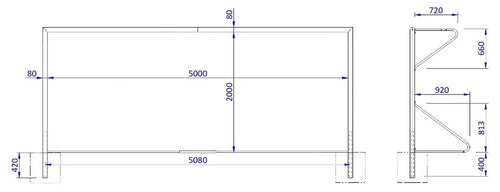 Jugendfußballtor 5 x 2 m mit Bodenhülsen - Alu - 80 x 80mm
