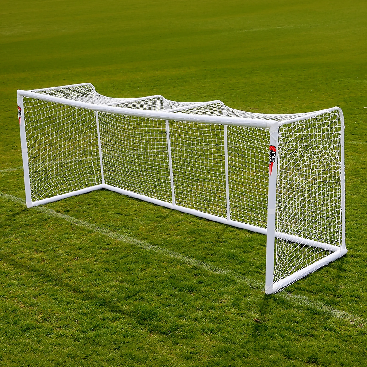 STADIUM Modular football goal - 4m x 1.5m and 3m x 1.5m - uPVC - White Powershot