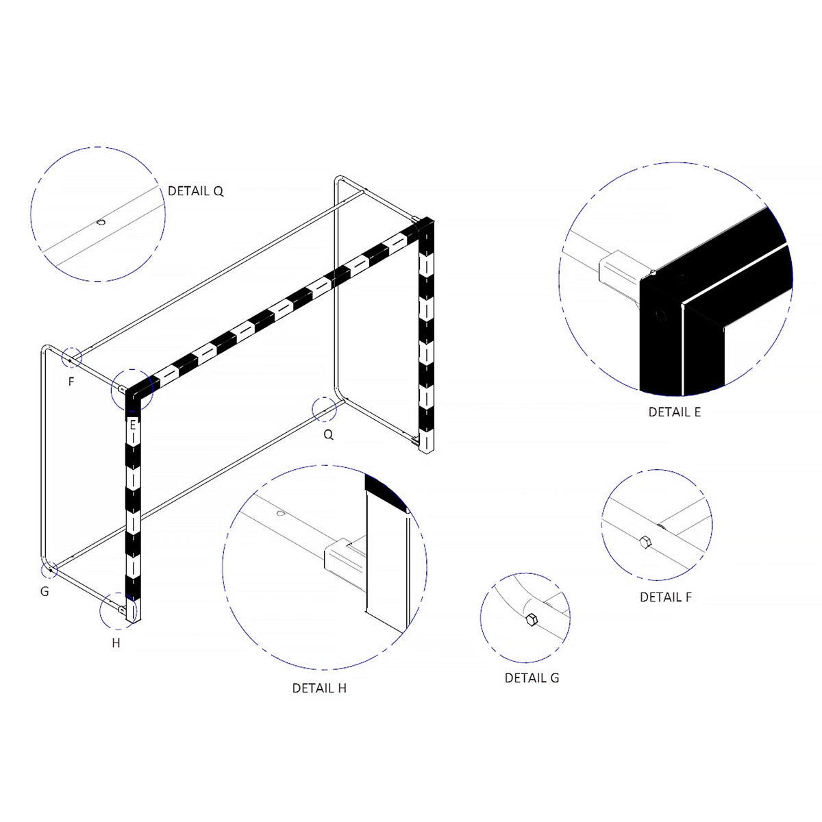 Transporteerbaar en opvouwbaar aluminium handbaldoel - 3m x 2m
