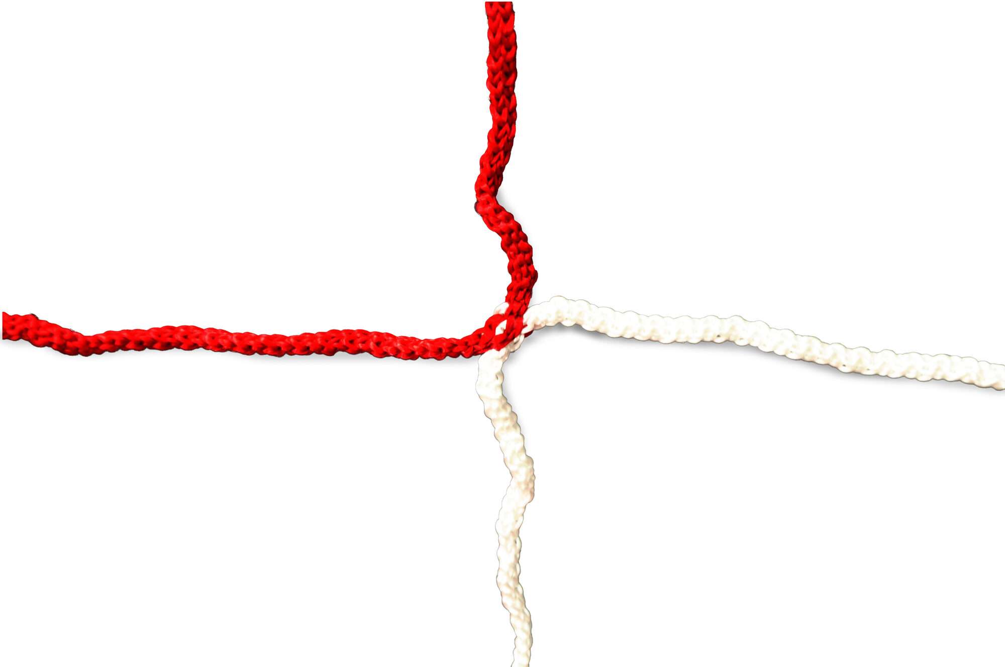 Image du produit : Fußballtornetz Zweifarbig - 3mm - Weiß/Rot - 7,5 x 2,5 x 0,8 x 2m