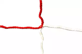 Fußballtornetz Zweifarbig - 3mm - Weiß/Rot - 7,5 x 2,5 x 0,8 x 2m