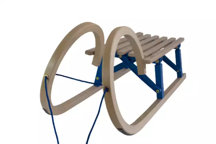 Image du produit : Schneckenschlitten aus Holz - zusammenklappbar (Größe nach Wahl)