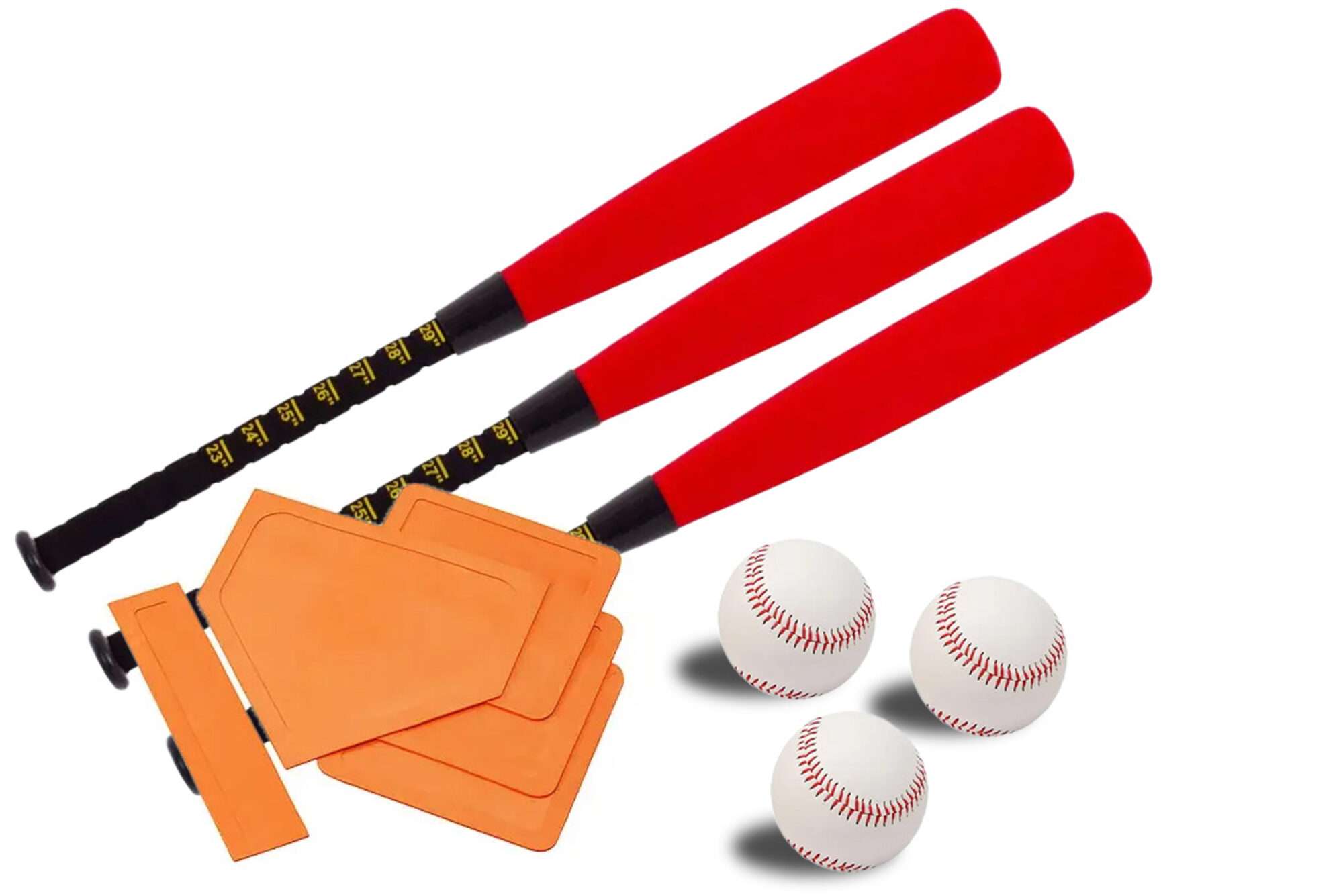 Image du produit : Set mit 3 Baseballschlägern, 3 Bällen und Bases 
