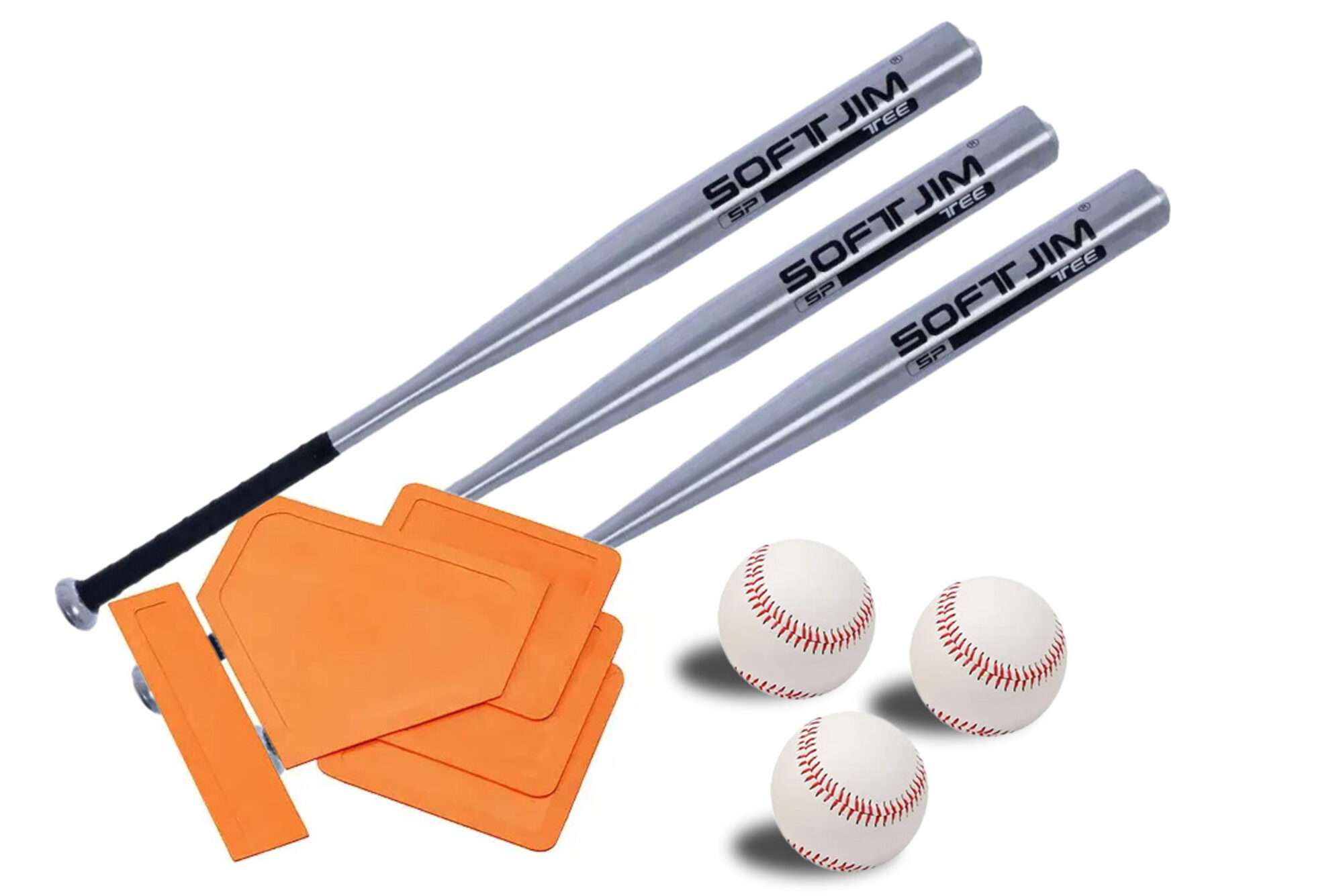Image du produit : Set mit 3 Aluminiumschlägern, 3 Bällen und Baseballbasen
