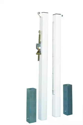 Tennispfosten quadratisch inklusive Bodenhülsen - Stahl