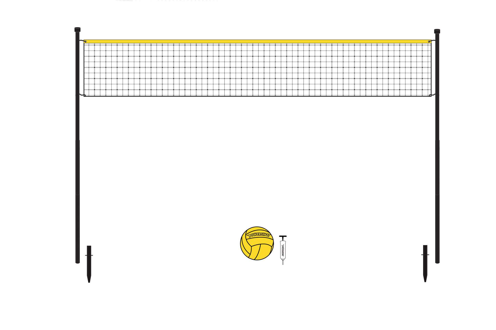 Image du produit : Volleyball-Set 6m - Mit Pfosten, Netz, Ball und Pumpe